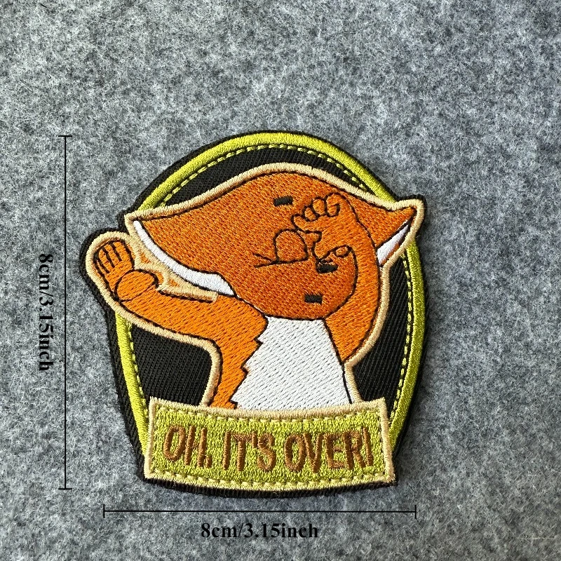 Parche bordado de zorro bonito "Oh, es más!" Parche táctico con gancho y bucle, insignia de moral militar, brazalete de combate, pegatinas para mochila - imagen 3