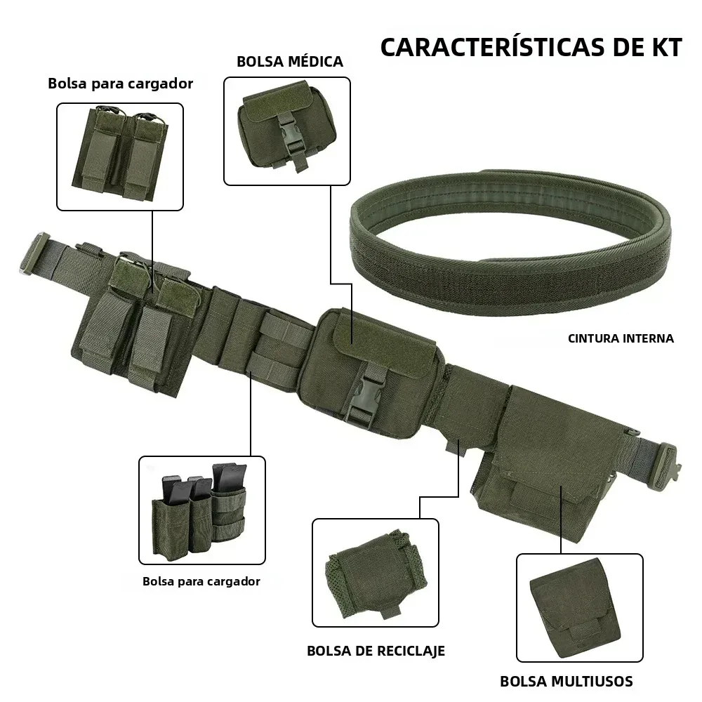 SINAIRSOFT Cinturón de batalla táctico 8 en 1 Airsoft Utility 1000D Nylon Cinturón de trabajo táctico con bolsa magnética - imagen 4