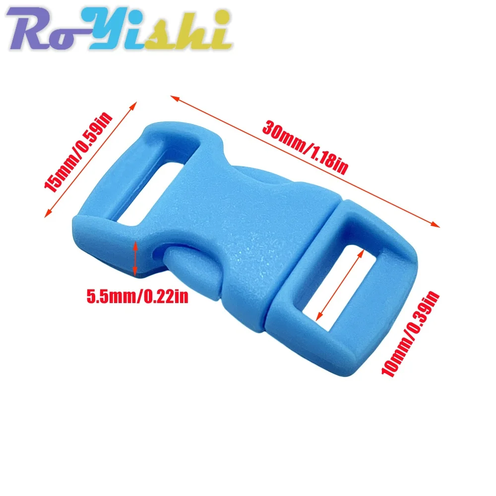 100 unids/pack 10mm Clip de hebilla de liberación lateral curvada de plástico colorido para pulsera de Paracord DIY correa de Collar para mascotas correas de mochila - imagen 3