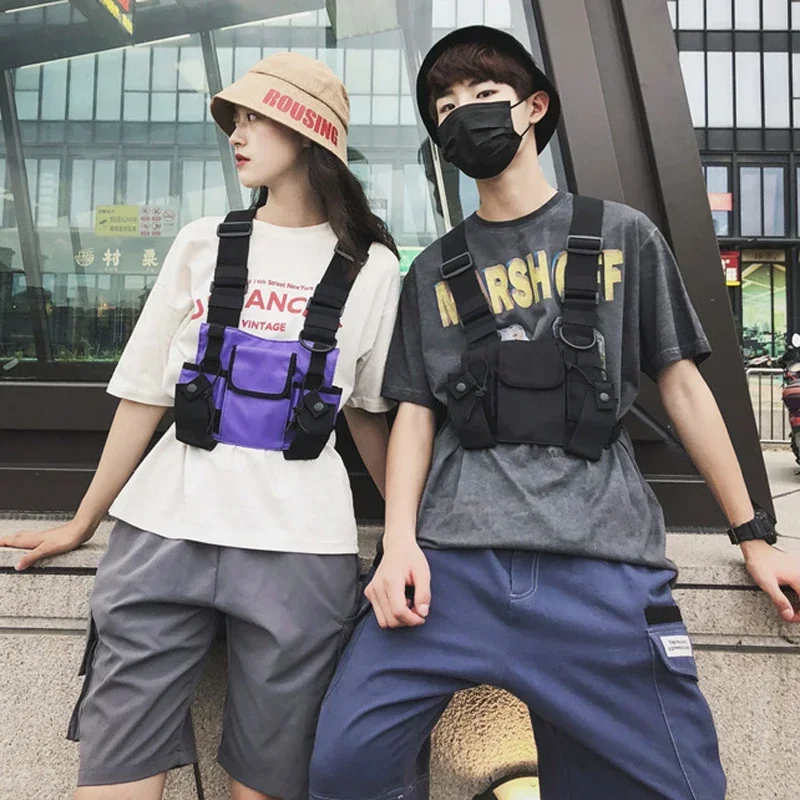 Bolsa de pecho funcional para caza táctica al aire libre, chaleco de Hip Hop a la moda, ropa de calle, riñonera, chaleco Airsoft CS, bolsa de aparejo para el pecho - imagen 3