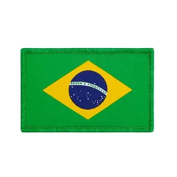 Parches bordados de Brasil, sujetador de goma de PVC brasileño reflectante IR, parche trasero con gancho decorativo para mochila de ropa