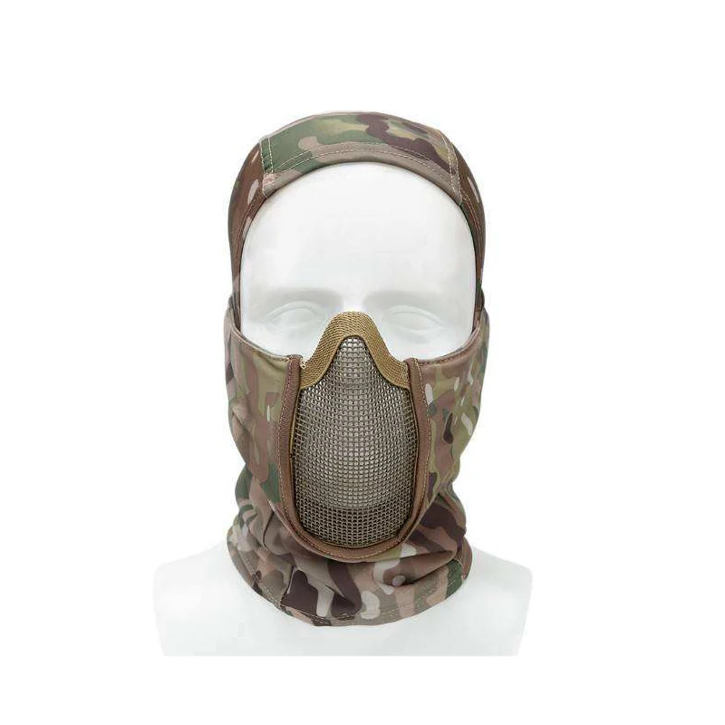 Máscara Baraklava táctica militar, casco de protección de caza al aire libre, media cara de combate, malla de acero, color pistola de aire, máscara de bala - imagen 5
