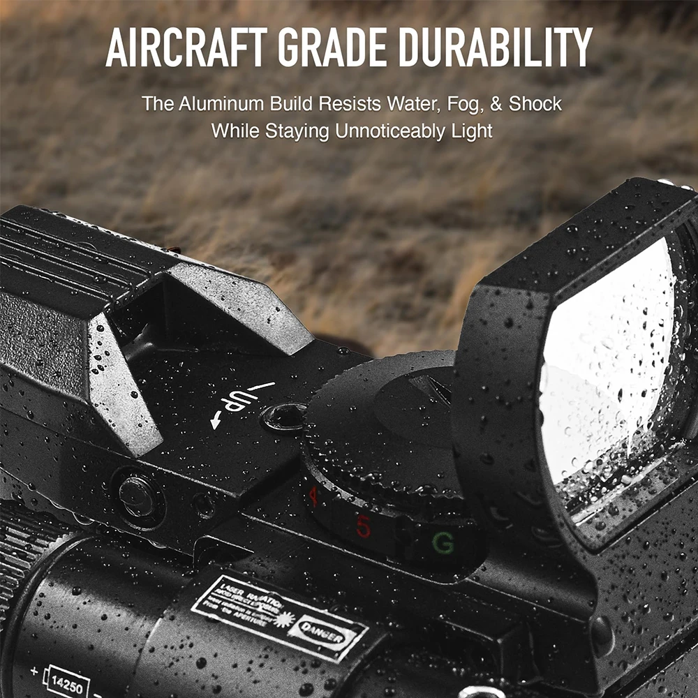 Mira réflex de punto rojo y verde con láser rojo y verde, mira óptica de caza de 4 retículas para riel de 20mm, accesorio Airsoft - imagen 4