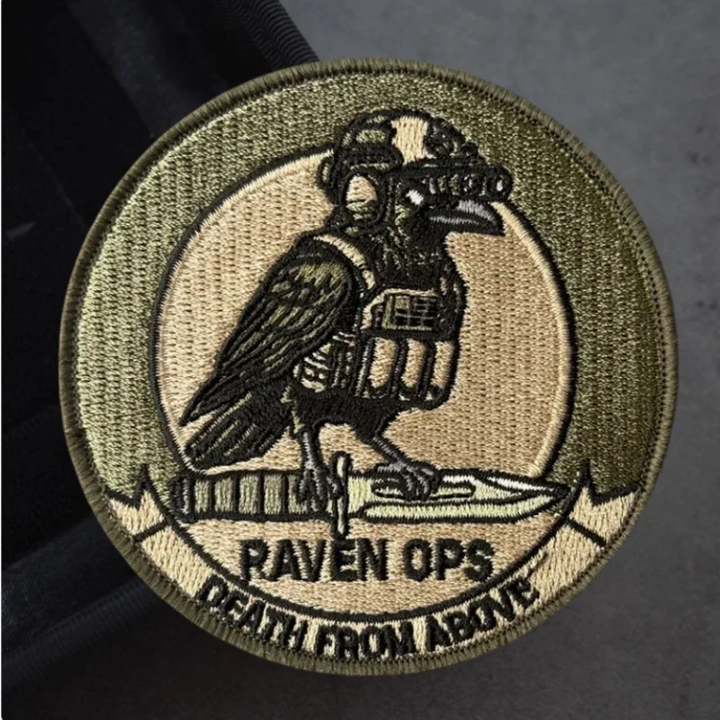 Parche táctico bordado Death From Above Raven Ops con velcro