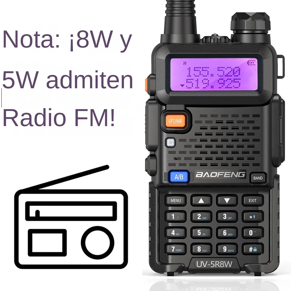 Baofeng UV-5R 8W verdadero alta potencia 8/5W potente Walkie Talkie de largo alcance 16km doble banda Radio bidireccional CB portátil UV5R caza - imagen 4