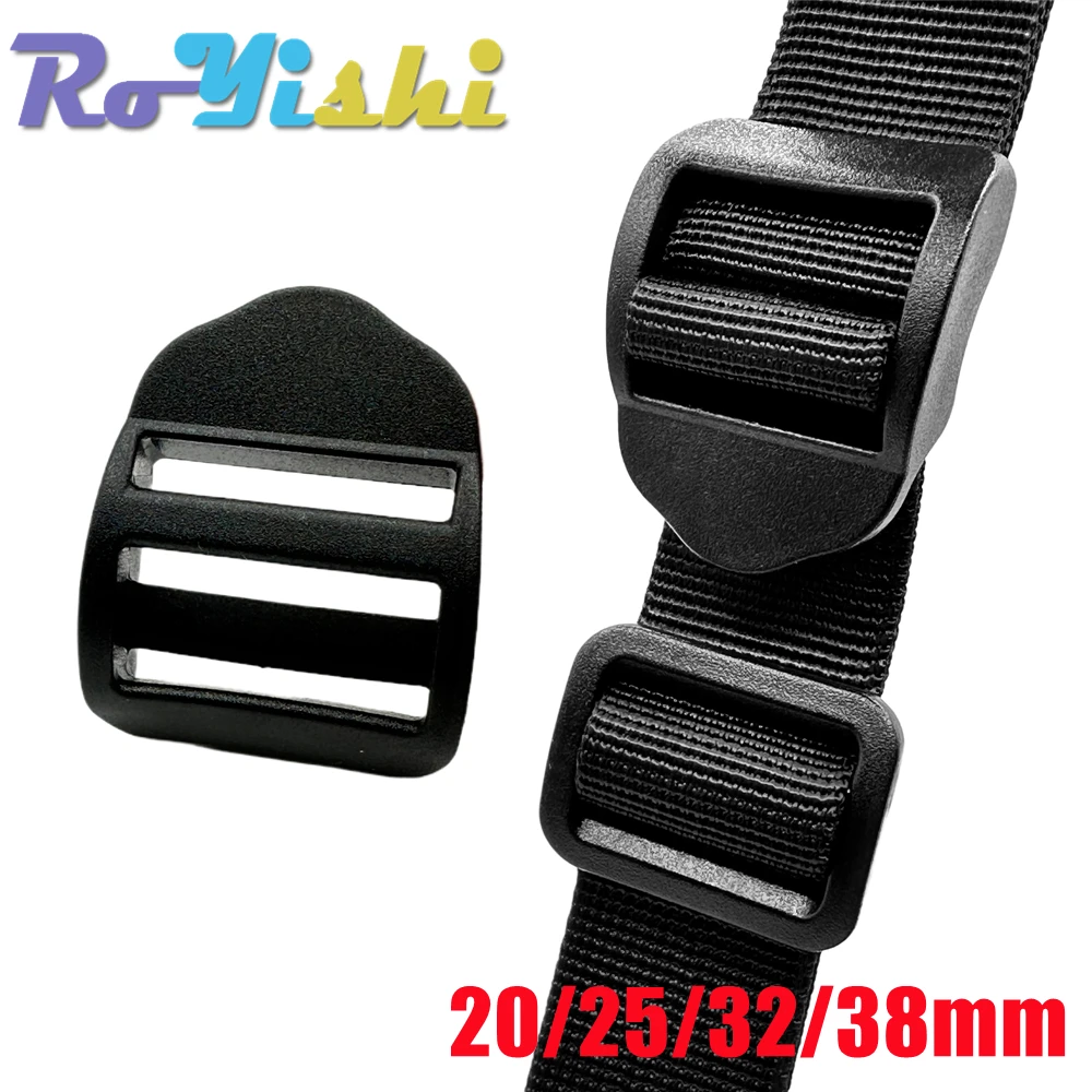 5 unids/pack cerradura de escalera negra/hebillas de plástico deslizantes Tri-Glide para correas de mochila correas 20-38mm - imagen 2