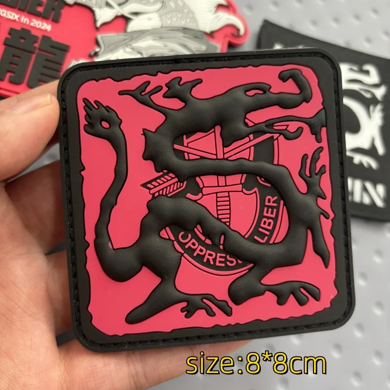 Parche táctico con gancho y bucle de PVC, soldado de bestia, insignia de moral del dragón del zodiaco chino, brazalete con Logo militar Roninlong en mochila - imagen 3