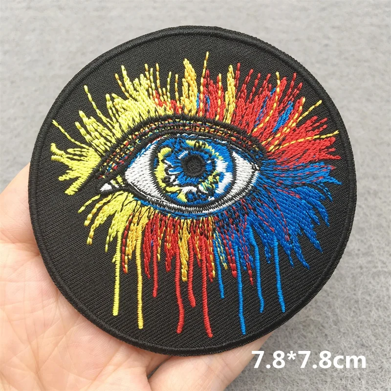 Parche bordado en forma de estrella, parches termoadhesivos para planchar en la ropa, pegatinas de ojos Punk Fusible DIY - imagen 3