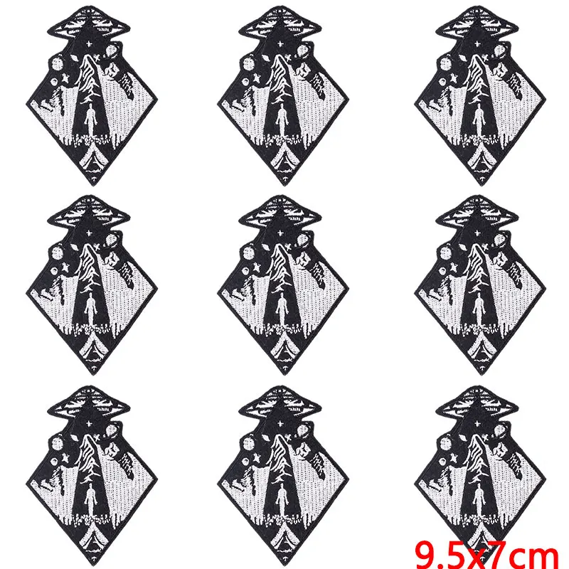 10 unids/lote parche de hierro parche alienígena es para ropa parches termoadhesivos en ropa rayas DIY insignias de parche bordado OVNI - imagen 4