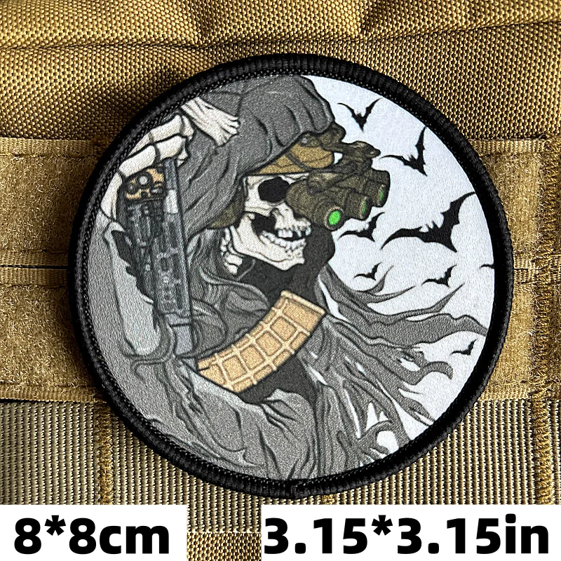 Parche del ejército de soldado de calavera de murciélago, gancho y bucle, insignia de moral de artilugista oscuro, parches tácticos militares, brazalete, pegatina para mochila - imagen 5
