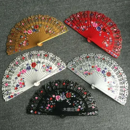 Abanico de flores pintado a mano de estilo español, abanico de madera, regalo de boda de baile personalizado - imagen 5