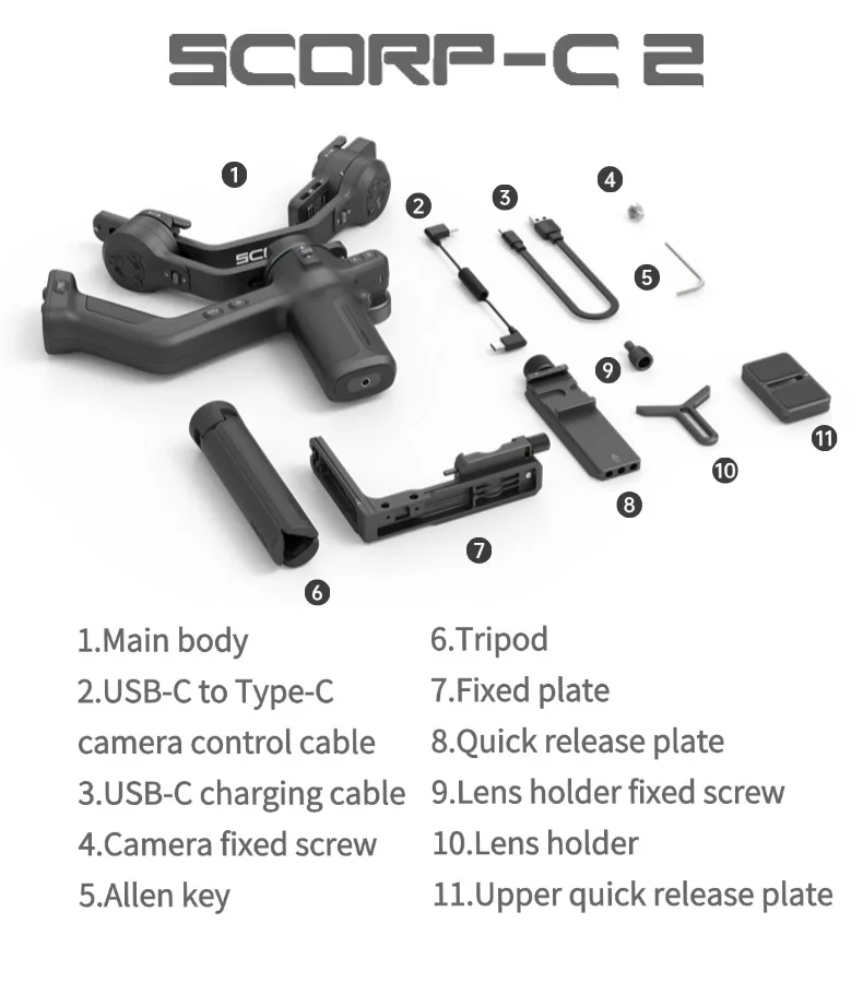 Estabilizador de cardán SCORP-C 2 Pro, carga de 3,5 kg, seguimiento AI, disparo vertical para cámaras DSLR/sin espejo - imagen 5