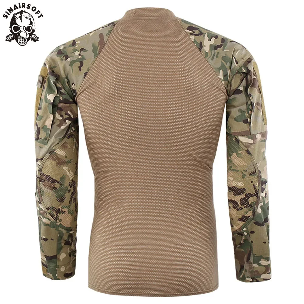 SINAIRSOFT-Camiseta táctica de manga larga para hombre, camiseta de combate verde militar, camisa de manga larga, ropa de camuflaje de Paintball - imagen 3