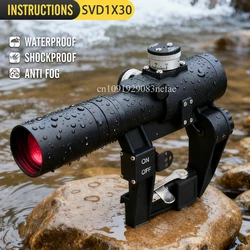 Mira réflex 1x30 SVD con retícula roja iluminada para Airsoft