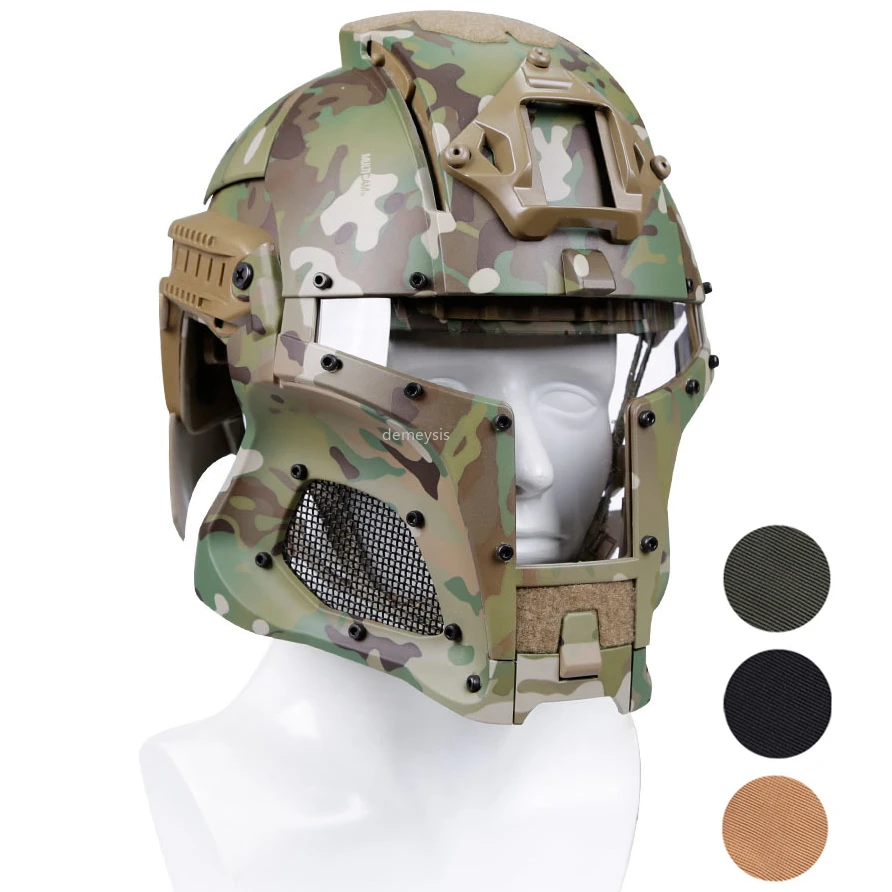 Casco táctico de cobertura completa para exteriores, protector de cara completa, Guerrero de hierro Medieval, casco de combate militar, Airsoft, Paintball - imagen 3
