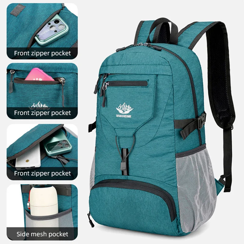 Mochila de Camping plegable para hombre y mujer, bolsa de viaje portátil, ultraligera, para deportes al aire libre, senderismo, escalada, mochila de día - imagen 4