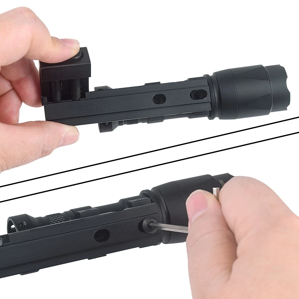 Táctico 45 °   Soporte para linterna Offset compatible con la serie SureFire M300 M600, compatible con MLOK Keymod, riel de 20mm, accesorios de caza ​ - imagen 4