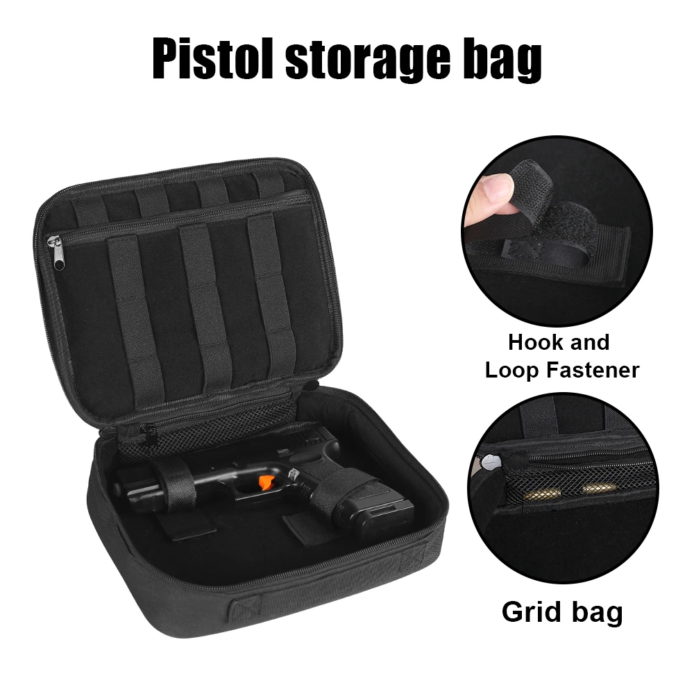 Bolsa táctica para pistola, bolsa de almacenamiento para pistola, funda para pistola, funda para pistola, bolsa portadora de pistola portátil, bolsa de protección para accesorios de caza - imagen 3