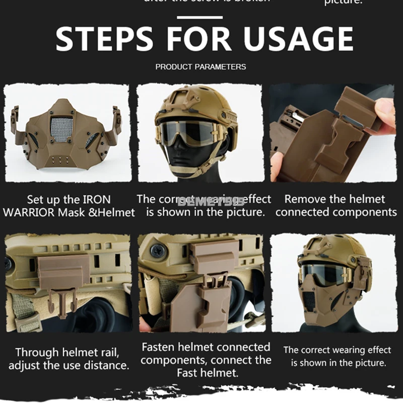 Máscara de media cara táctica Airsoft con montaje en casco - imagen 5