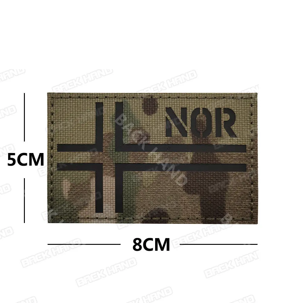 NOR-pegatina mágica reflectante infrarroja bordada de Noruega, paquete de bandera que brilla en la oscuridad, insignia de moral táctica, parches militares - imagen 5
