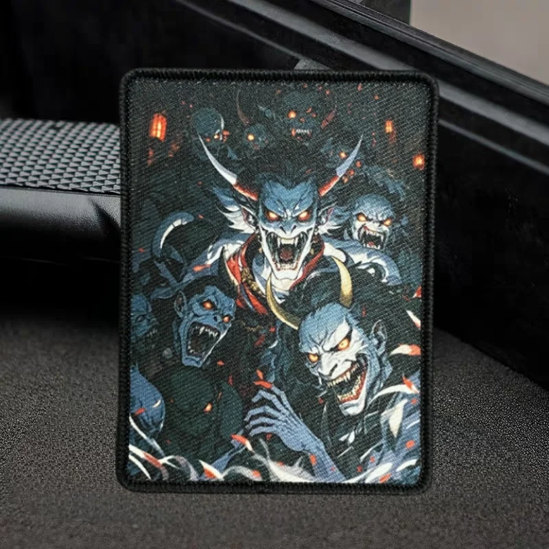Parche con estampado de cien fantasmas para caminar por la noche, insignia de moral táctica militar con gancho y bucle, pegatinas para mochila, sombreros, parches para ropa - imagen 2