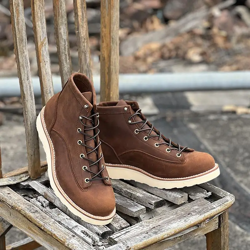 KOWM-zapatos de senderismo de piel de vaca para hombre, zapatillas impermeables para exteriores, botas de herramientas para motocicleta, zapatos tácticos, botas para caminar y cazar - imagen 3