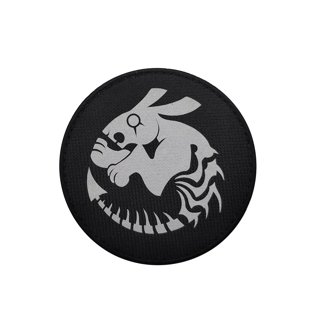 Tela reflectante con estampado de moral para ropa, brazalete con patrón de arte SCP, base cortada con láser, parches de gancho y bucle para mochila - imagen 5