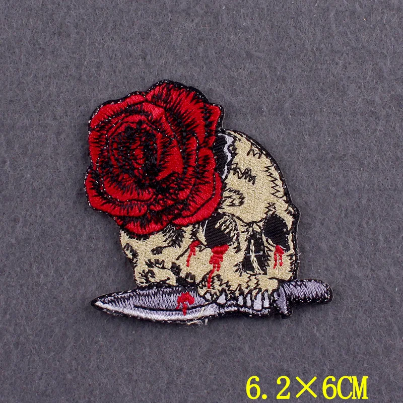 Parches de calavera Hippie para calcomanías para ropa, parche Punk, chaqueta a rayas, bordado, insignias góticas en mochila, apliques de decoración - imagen 3