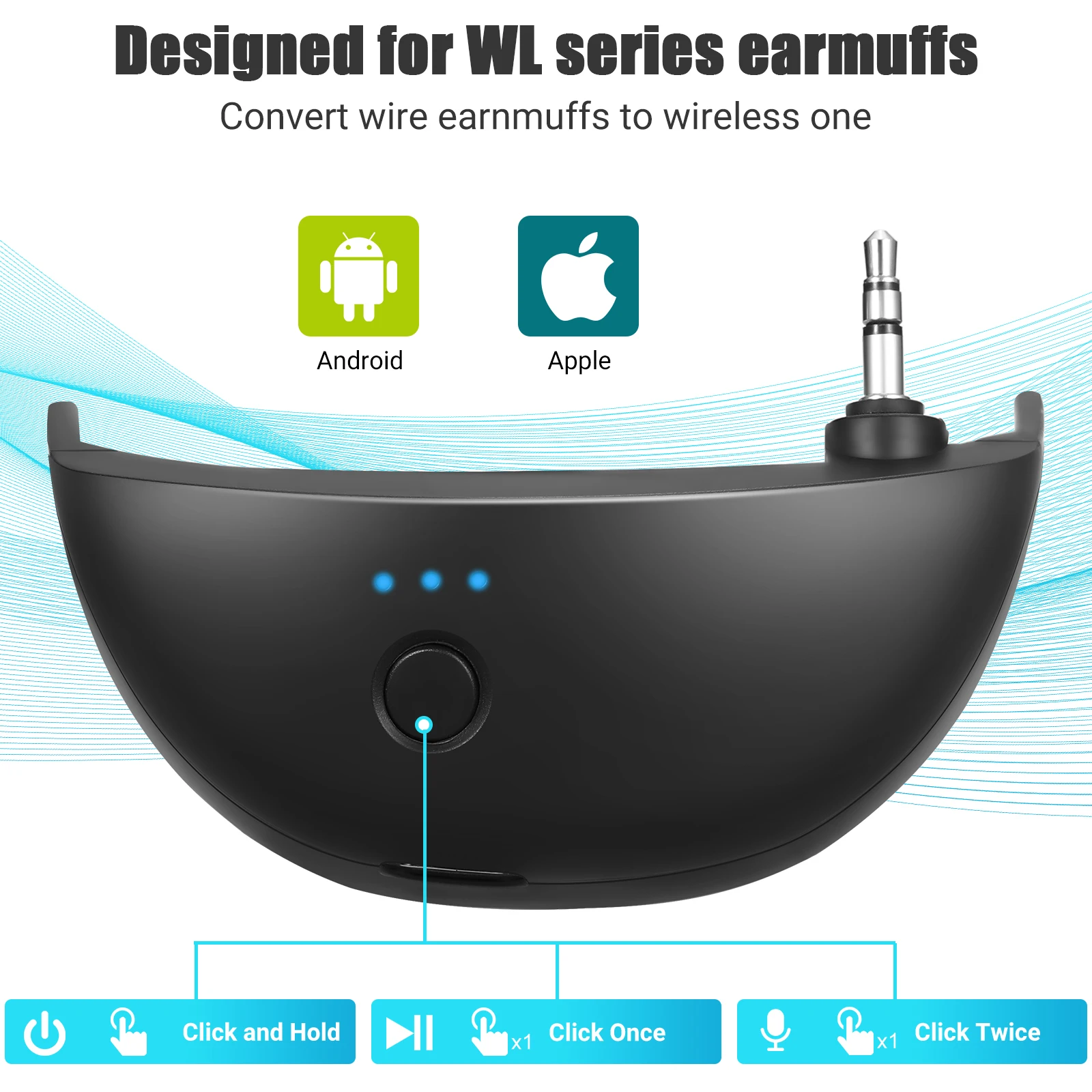 Adaptador Bluetooth WK, serie de diseño, orejeras para tiro, conversión de auriculares con cable a inalámbrico, uno para caza - imagen 3