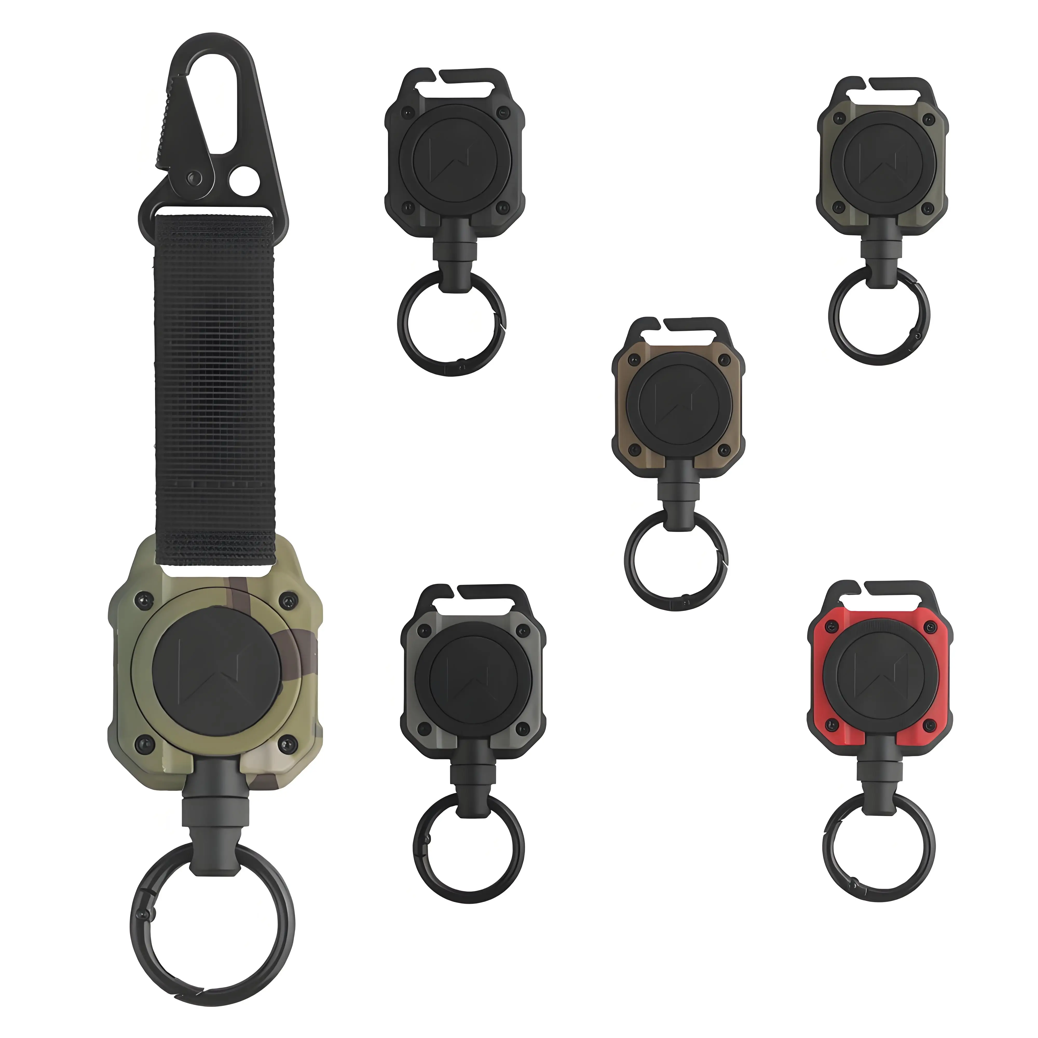 Llavero Cordón retráctil magnético Cuerda de alambre de acero telescópica con gancho de liberación rápida Molle Tactics Gear Knives Keys