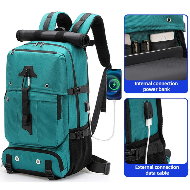 Mochila USB para senderismo al aire libre, Camping, para hombres, viajes, entrenamiento deportivo, senderismo, almacenamiento, mochila, paquete de zapatos, mochila para ordenador portátil para estudiantes - imagen 3