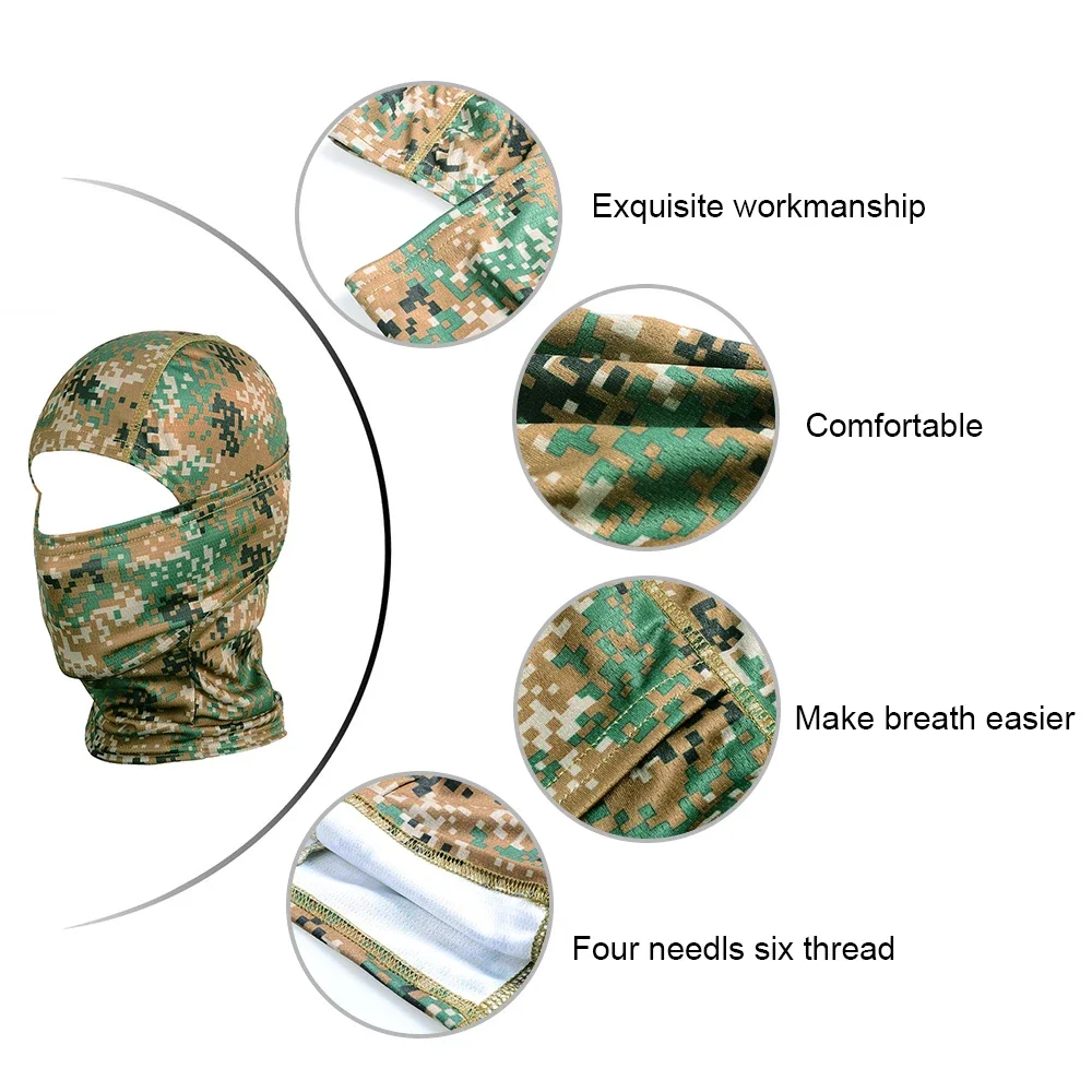 Pasamontañas táctico de camuflaje para exteriores, transpirable, cara completa, Paintball, motociclista, caza, senderismo, deporte de ciclismo, máscara, forro, bufanda, gorra - imagen 3