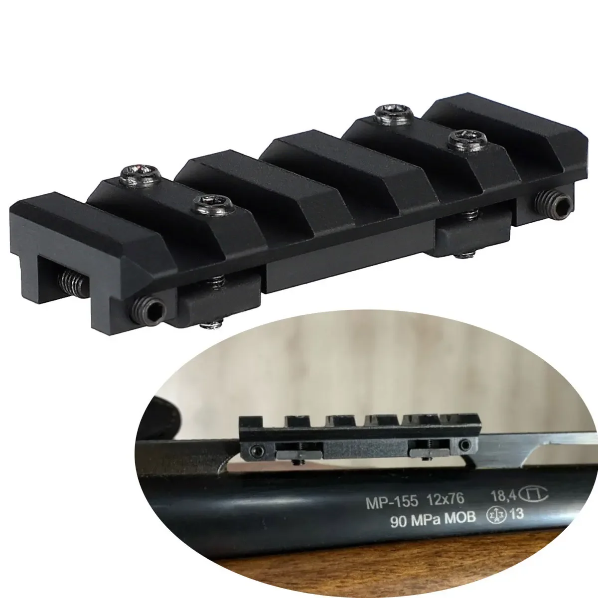 Riel de arrastre ventilado para escopeta a riel Picatinny de 20mm, adaptador de 5/8 ranuras para IZH-27 MP-153 MP-155 MP-233 TOZ-120 MTs21-12 TOZ-84 - imagen 5