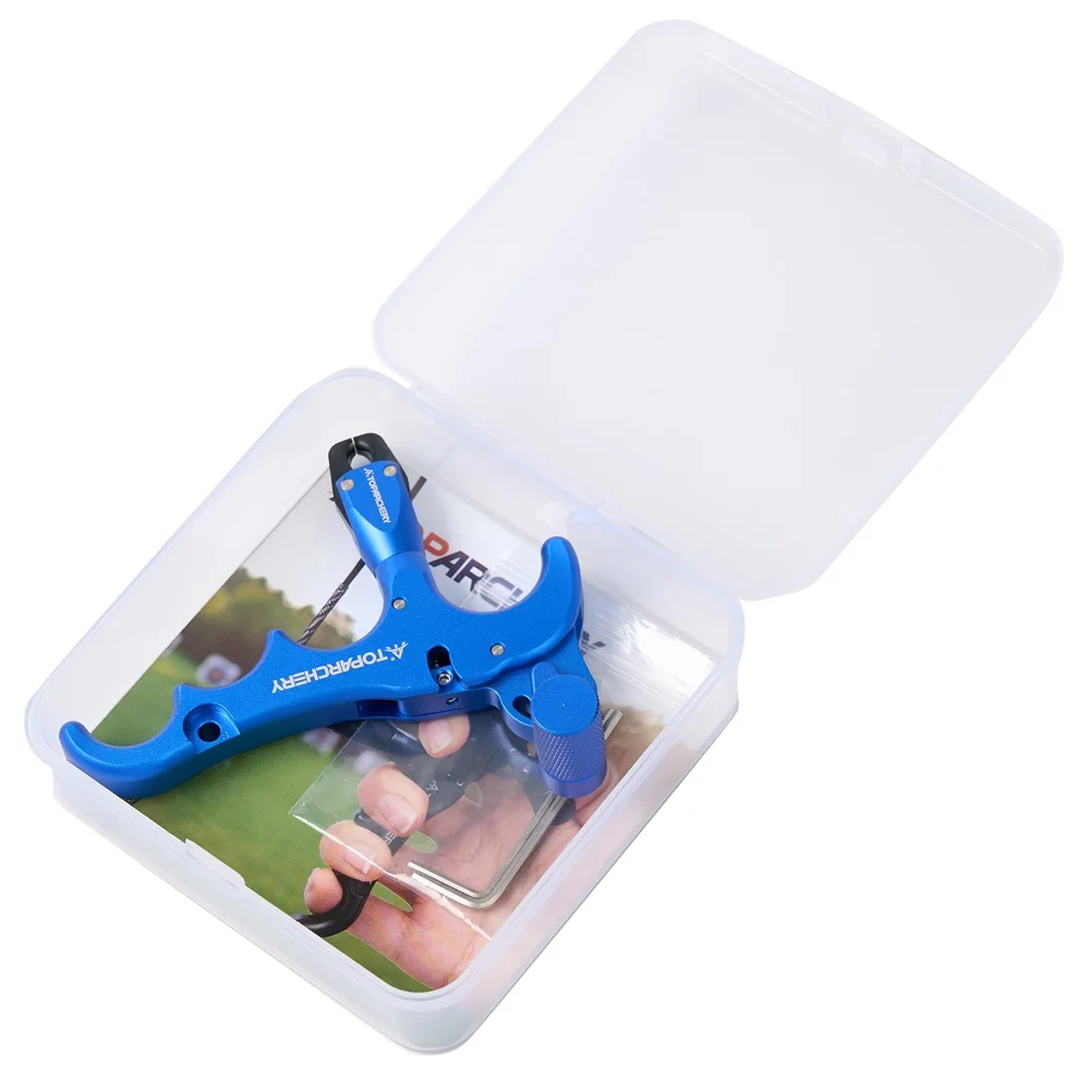 Liberación de arco Toparchery para arco compuesto 360 °   Gatillo de liberación de tiro con arco giratorio de aluminio de 4 dedos con accesorios - imagen 4