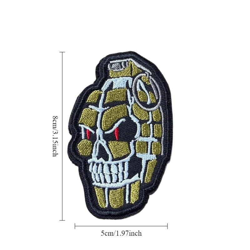 Parche bordado de granada, insignia de moral con gancho y bucle, brazalete militar, pegatinas para mochila, accesorios de ropa DIY - imagen 5