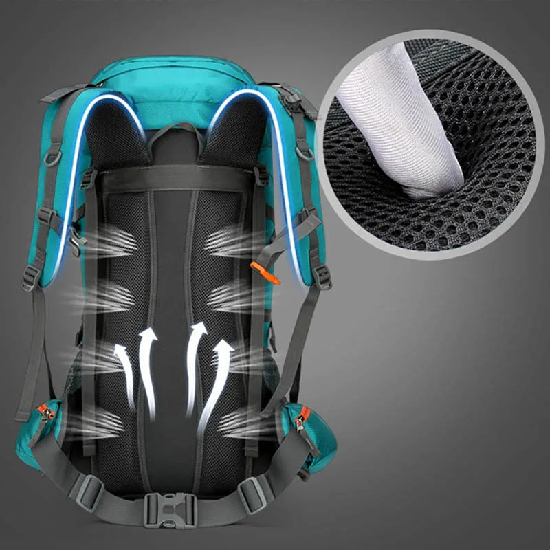 Mochila de Camping de gran capacidad para hombre, bolsa de viaje para deportes al aire libre, senderismo, montañismo, bolso de hombro con cubierta de lluvia, 60L - imagen 4
