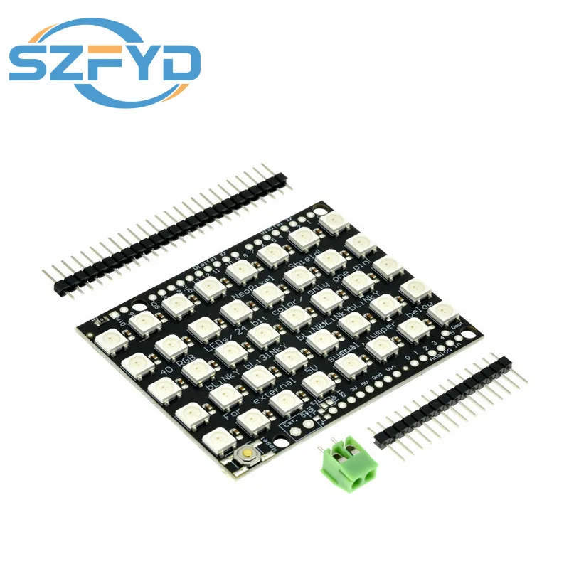 Lámpara de anillo LED WS2812 5050 RGB, tira de módulo WS2812B, 40 Bits, 5x8 bits con controladores integrados RGB 40 para luces LED Arduino