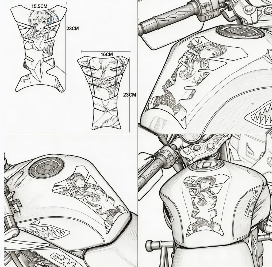 Adhesivo reflectante para tanque combustible motocicleta anime - imagen 4