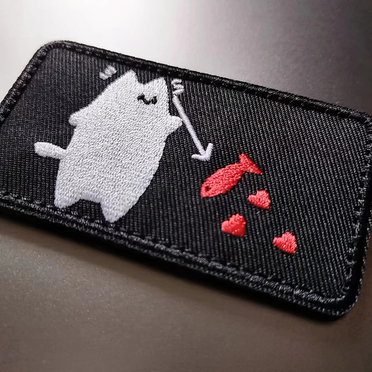 Parche de Velcros de pescado bifurcado de gato pirata de barba negra, sujetador de gancho y bucle divertido, insignia táctica militar para mochila Molle - imagen 2