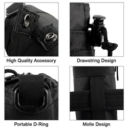 Funda táctica MOLLE para cantimplora con cordón