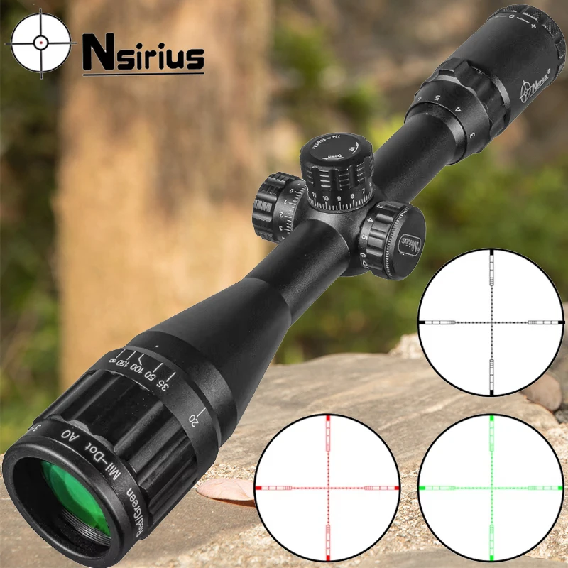 NSIRIUS 3-9x40 AOE rojo y verde iluminado Mil Dot Rifle alcance óptica de precisión alcance de caza montaje de buena calidad - imagen 2