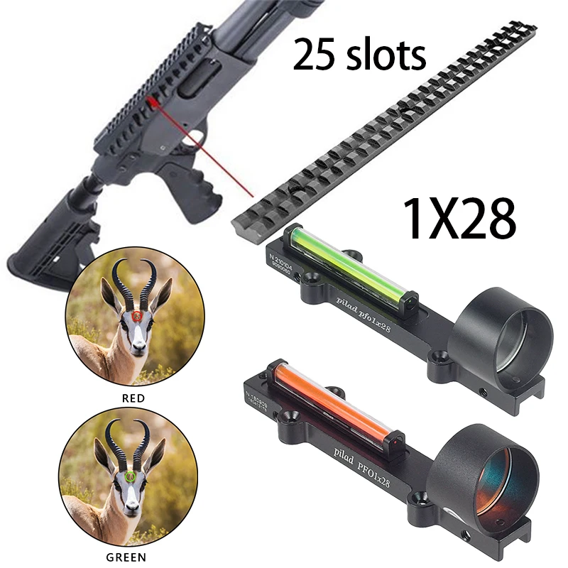 Soporte de riel Picatinny de 257mm de largo, montaje en riel de aleación de aluminio, fibra táctica, círculo reflejo 1x28, punto rojo verde, mira, rifles Airsoft - imagen 2