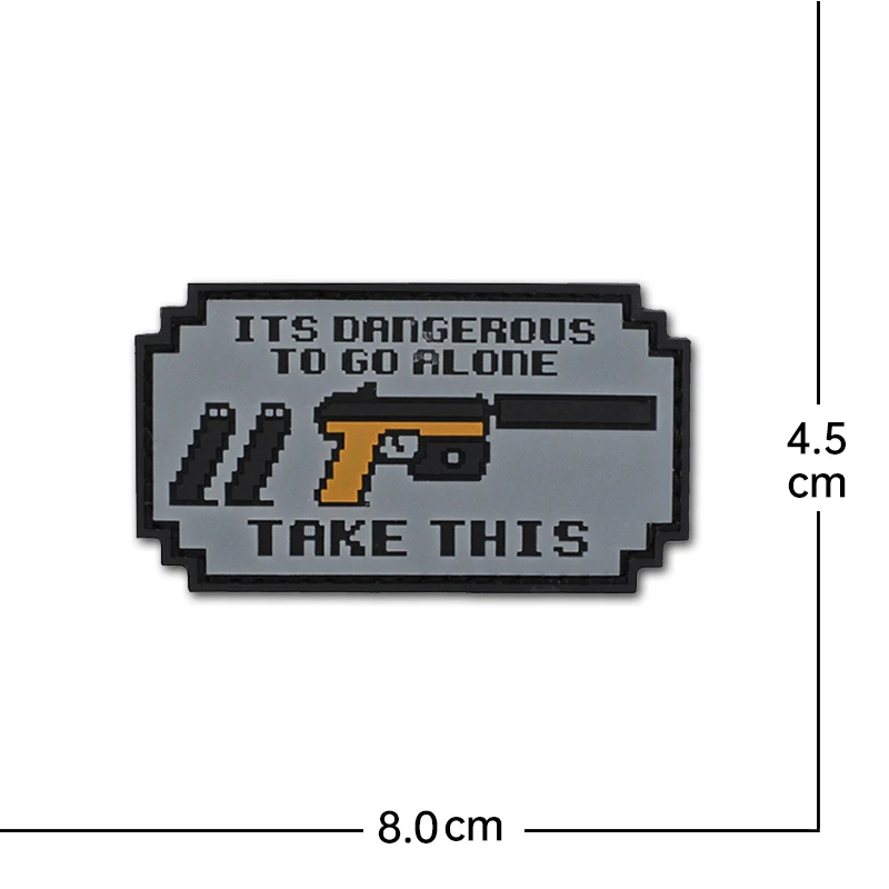 Parches de goma de PVC de dibujos animados de arma de píxel, brazalete militar táctico de alta calidad, insignia, gancho, pegatina de tela, aplique de emblema de hombro - imagen 5