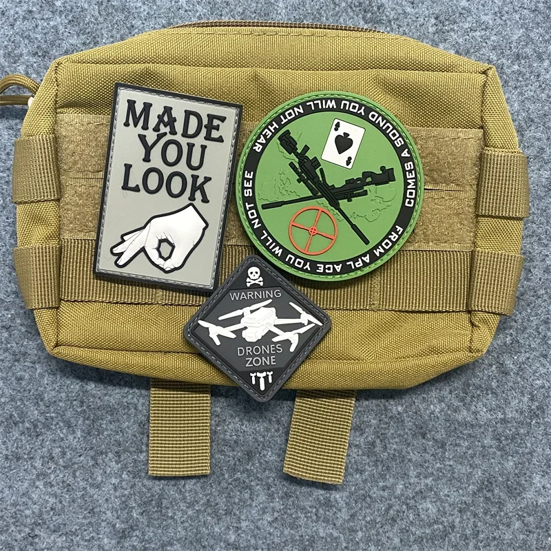 Parche de advertencia de PVC 3D para Drones, pegatinas de zona, insignia de moral táctica militar, gancho y bucle, brazalete, parches de mochila - imagen 2