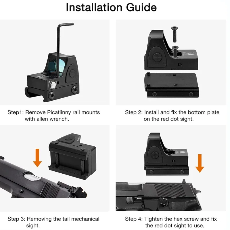 Mini Mira colimadora de punto rojo MR, mira réflex para Rifle, compatible con riel de 20mm para Rifle Airsoft/Caza - imagen 5