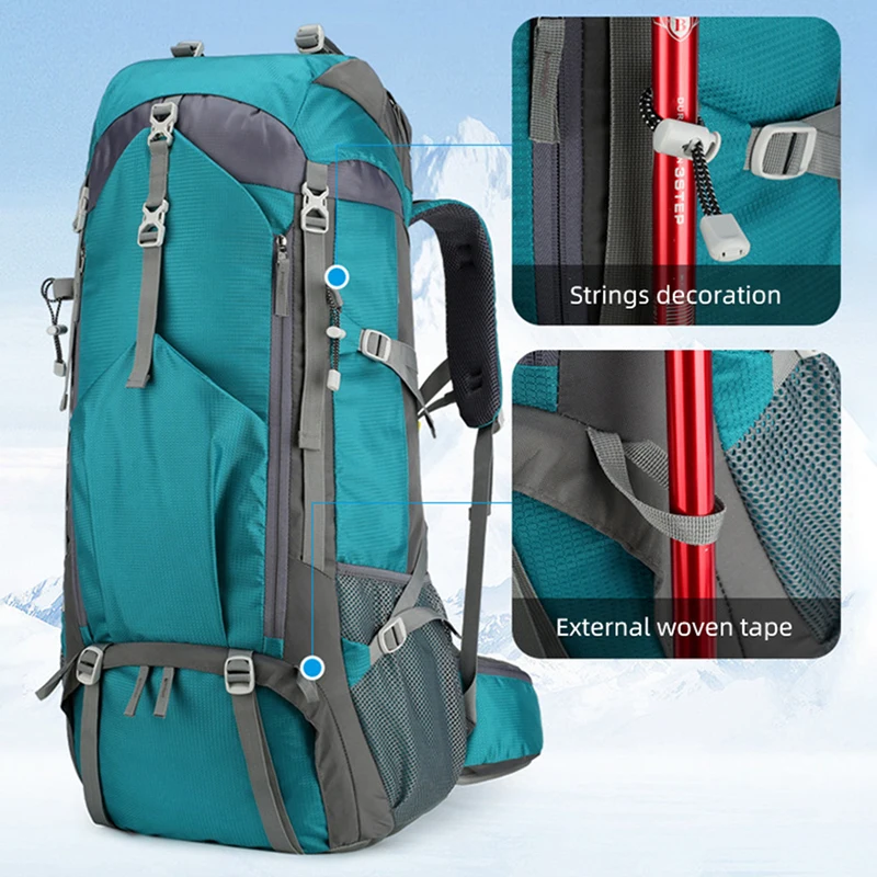 Mochila de Montañismo al aire libre de 70L, bolsa de senderismo, viaje, Camping, senderismo, equipaje duradero resistente multifuncional de gran capacidad - imagen 5