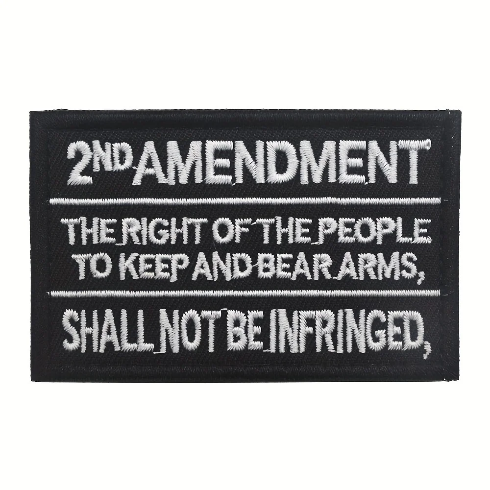[Parche táctico masculino] Insignia adhesiva de Velcros con parche bordado de segunda enmienda |   Cierre de gancho y bucle |   para mochilas, ropa