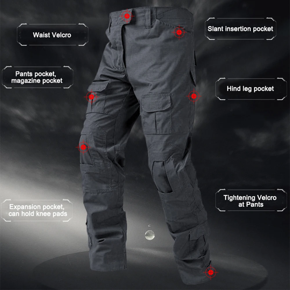Pantalones de camuflaje tácticos, traje de entrenamiento de caza al aire libre, pantalones de combate, pantalones Cargo Ripstop, ropa de trabajo para hombres, pantalones de senderismo - imagen 4