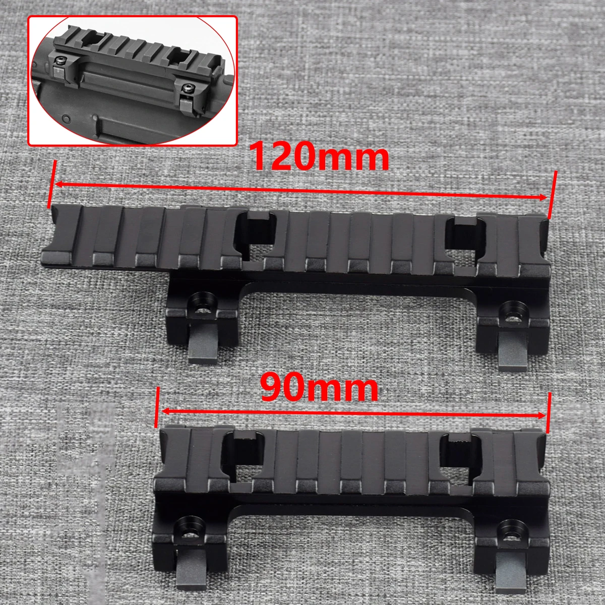 Metal táctico 8 ranuras HK SP5 MP5 GSG5 G3 HK53 Picatinny montaje en riel superior Base garra mira láser montaje para Huting Caza