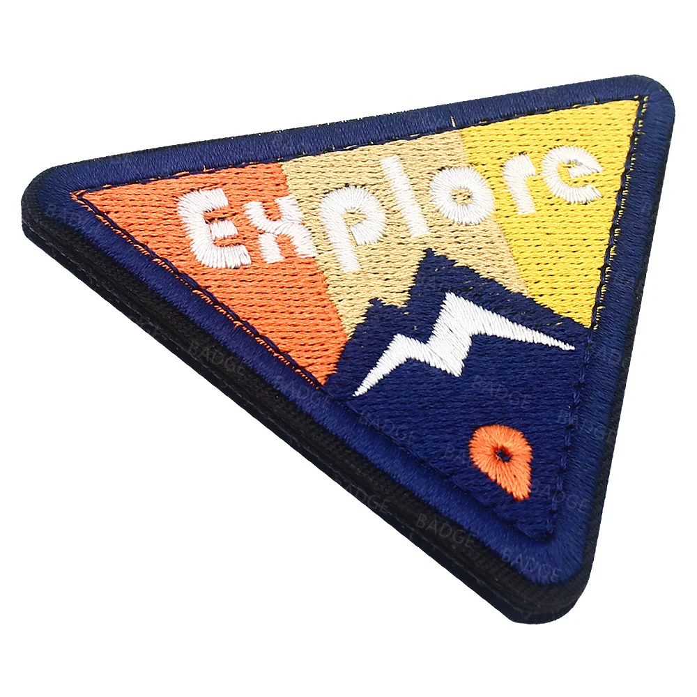 Parche de explorar la naturaleza, aventura al aire libre, Camping, viaje, insignia bordada, árboles de montaña, puesta de sol, apliques para mochila, ropa - imagen 4